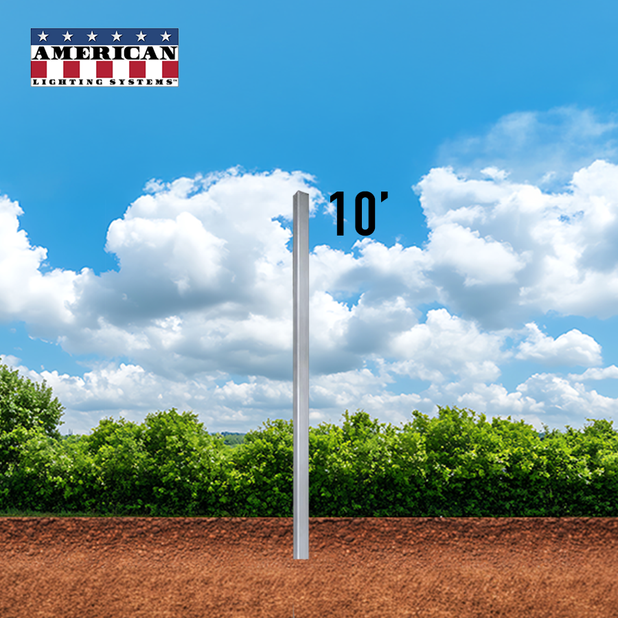 10 Foot Aluminum Square Straight Direct Burial 4in .125 Thickness