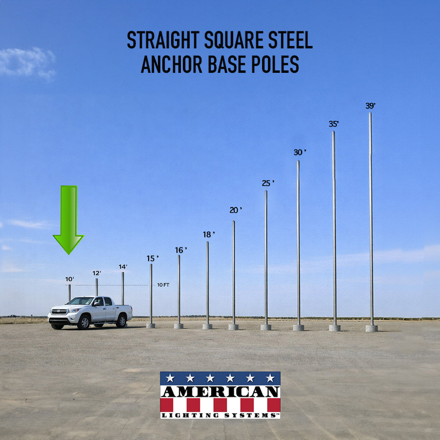 10 Foot Straight Square Steel Anchor Base 4in 11 Gauge