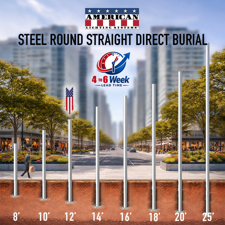 12 Foot Steel Round Straight Direct Burial 4in 11 Gauge