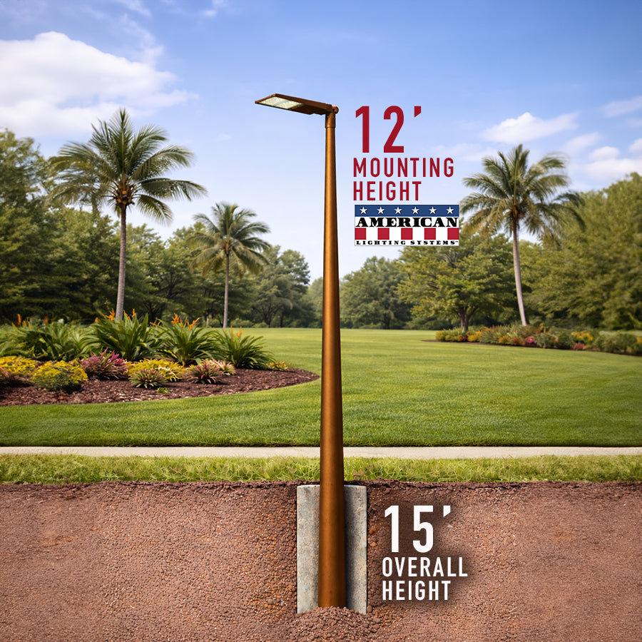 12 Foot Direct Burial Fiberglass Commercial Light Pole
