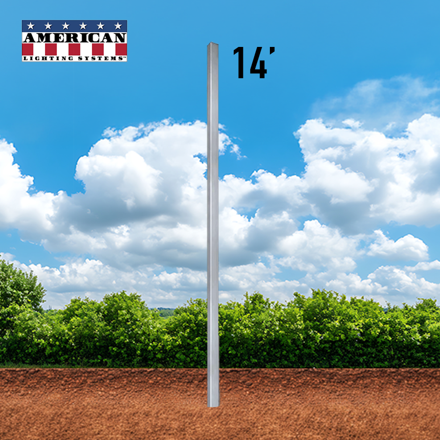 14 Foot Aluminum Square Straight Direct Burial 4in .125 Thickness