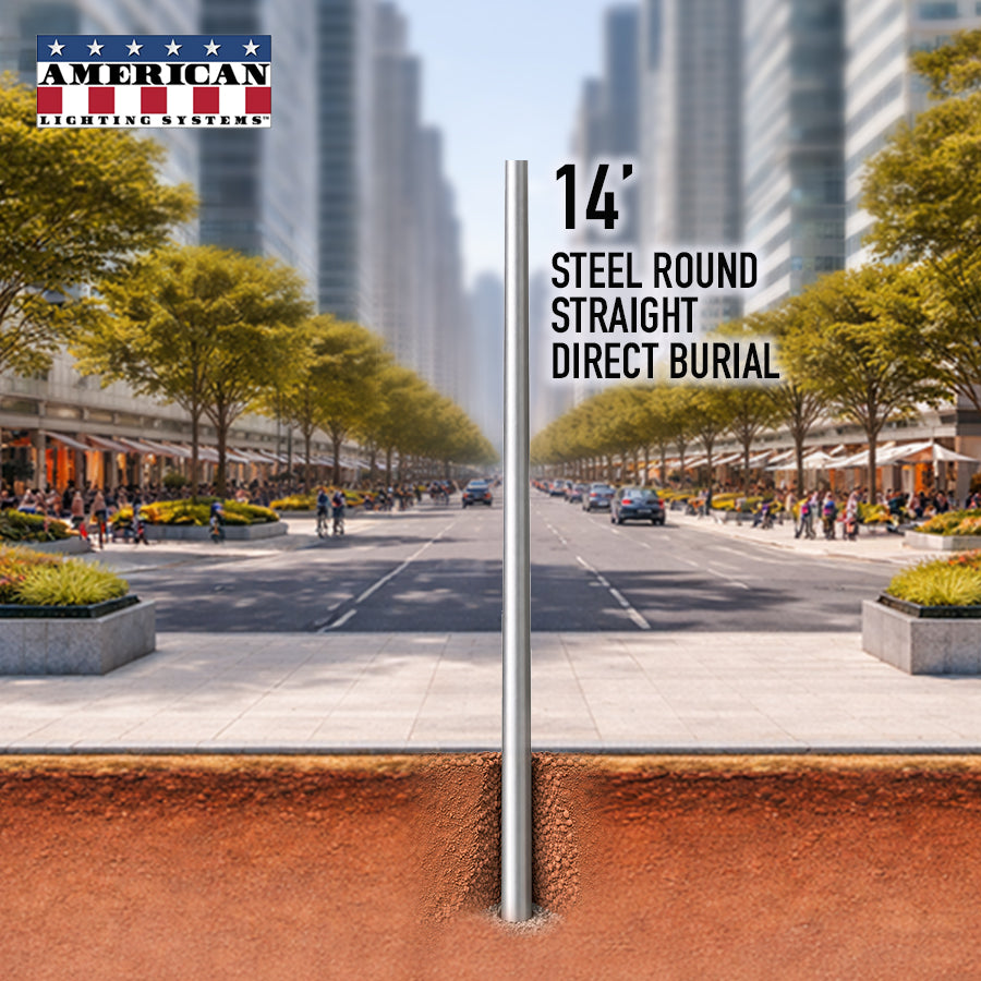 14 Foot Steel Round Straight Direct Burial 4in 11 Gauge