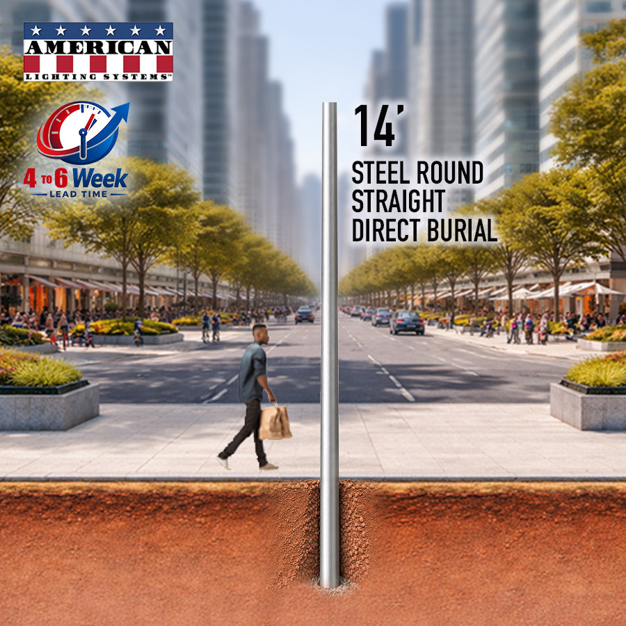 14 Foot Steel Round Straight Direct Burial 4in 11 Gauge