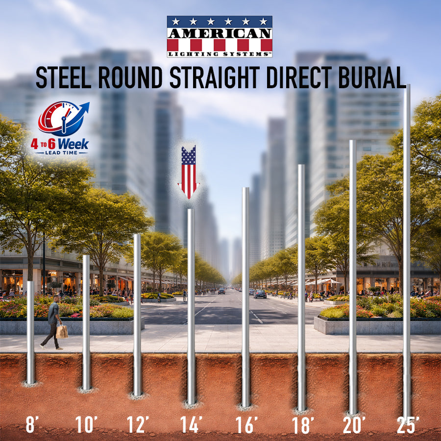 14 Foot Steel Round Straight Direct Burial 4in 11 Gauge