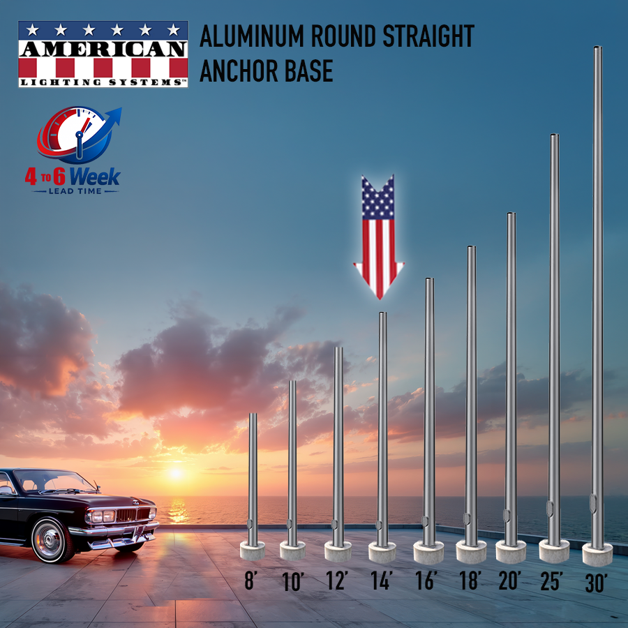 14 Foot Aluminum Round Straight Anchor Base 4in