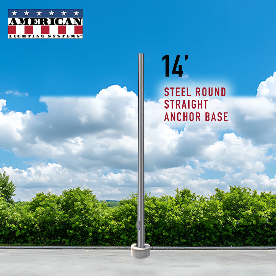 14 Foot Steel Round Straight Anchor Base 3in 11 Gauge