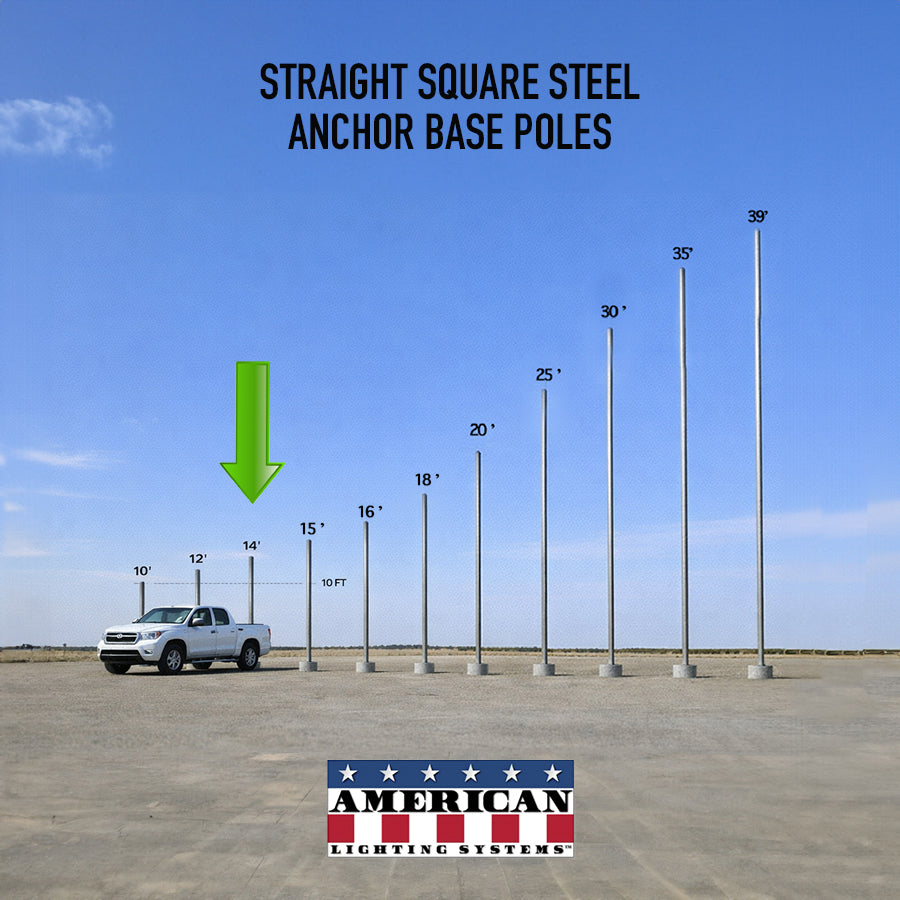 14 Foot Straight Square Steel Anchor Base 4in 11 Gauge