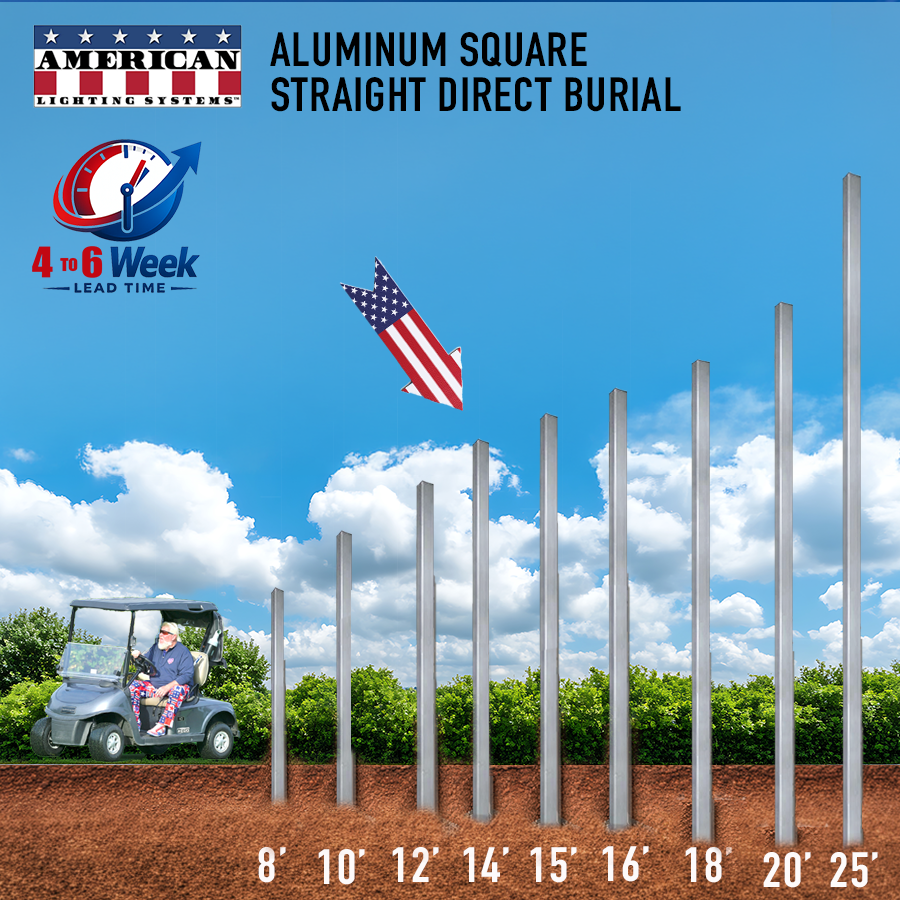 14 Foot Aluminum Square Straight Direct Burial 4in .125 Thickness