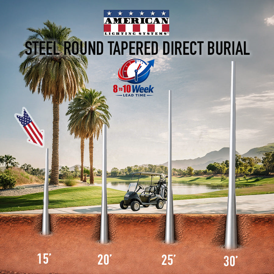 15 Foot Steel Round Tapered Direct Burial 11 Gauge
