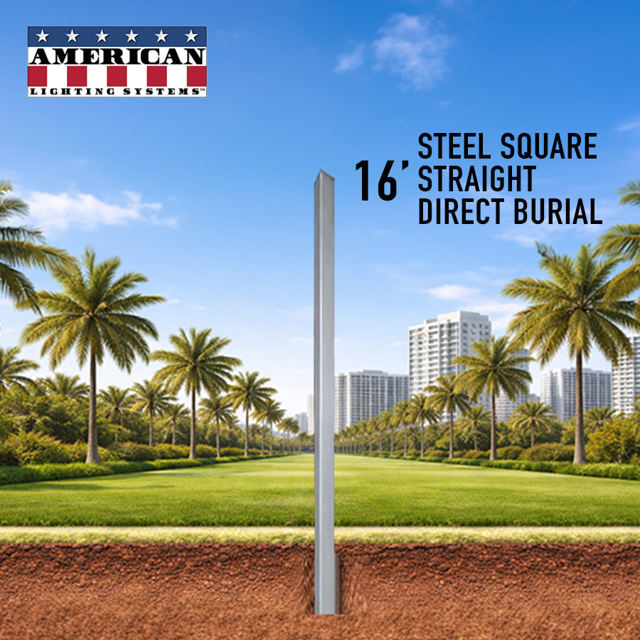 16 Foot Steel Square Straight Direct Burial 4in 11 Gauge