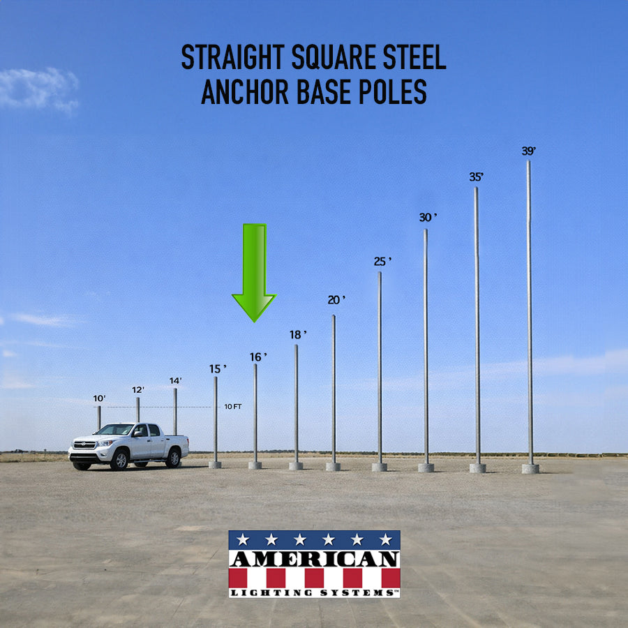 16 Foot Straight Square Steel Anchor Base 4in 11 Gauge