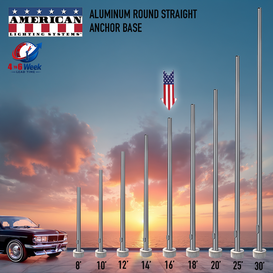 16 Foot Aluminum Round Straight Anchor Base 6in