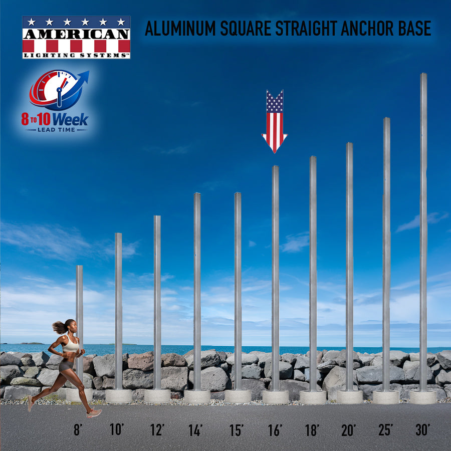 16 Foot Aluminum Square Straight Anchor Base 4in