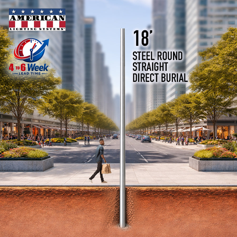 18 Foot Steel Round Straight Direct Burial 5in 11 Gauge