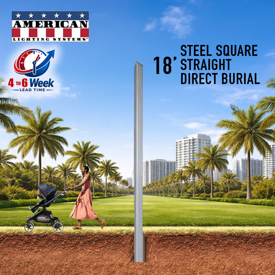 18 Foot Steel Square Straight Direct Burial 4in 11 Gauge