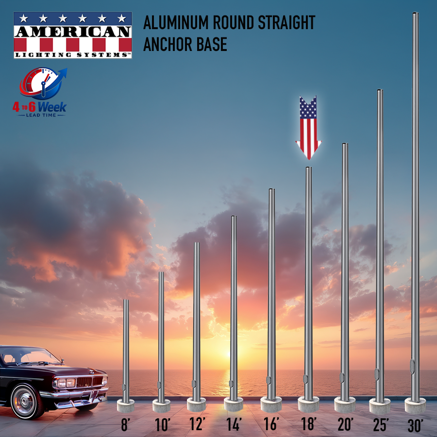 18 Foot Aluminum Round Straight Anchor Base 5in