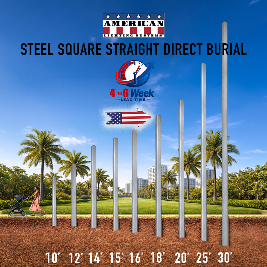 18 Foot Steel Square Straight Direct Burial 4in 11 Gauge