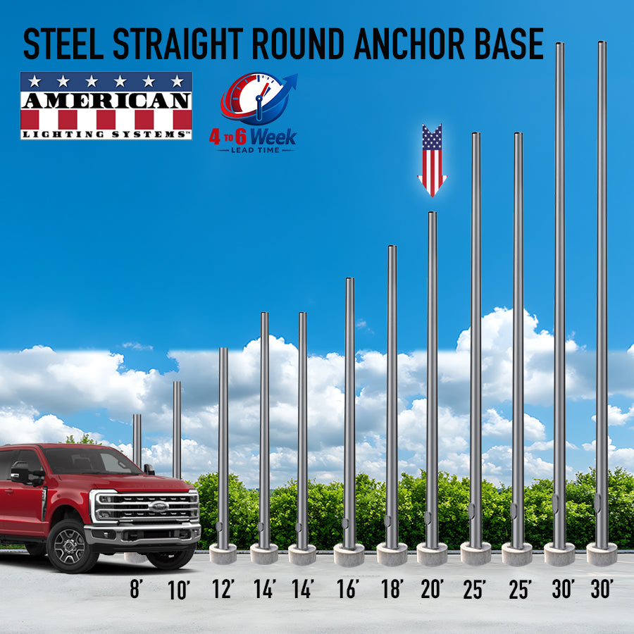 20 Foot Steel Round Straight Anchor Base 4in 11 Gauge