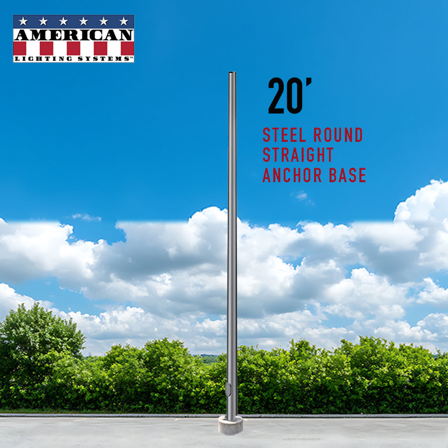 20 Foot Steel Round Straight Anchor Base 4in 11 Gauge