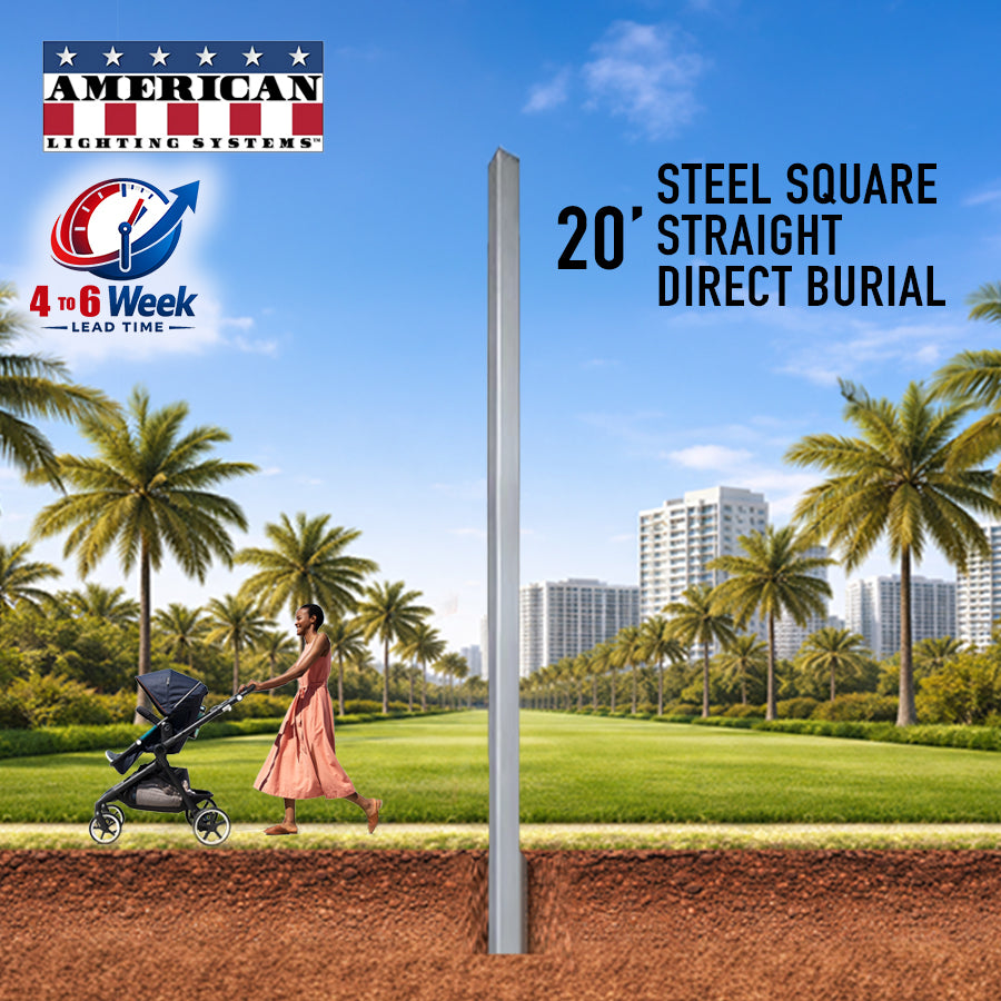 20 Foot Steel Square Straight Direct Burial 5in 7 Gauge