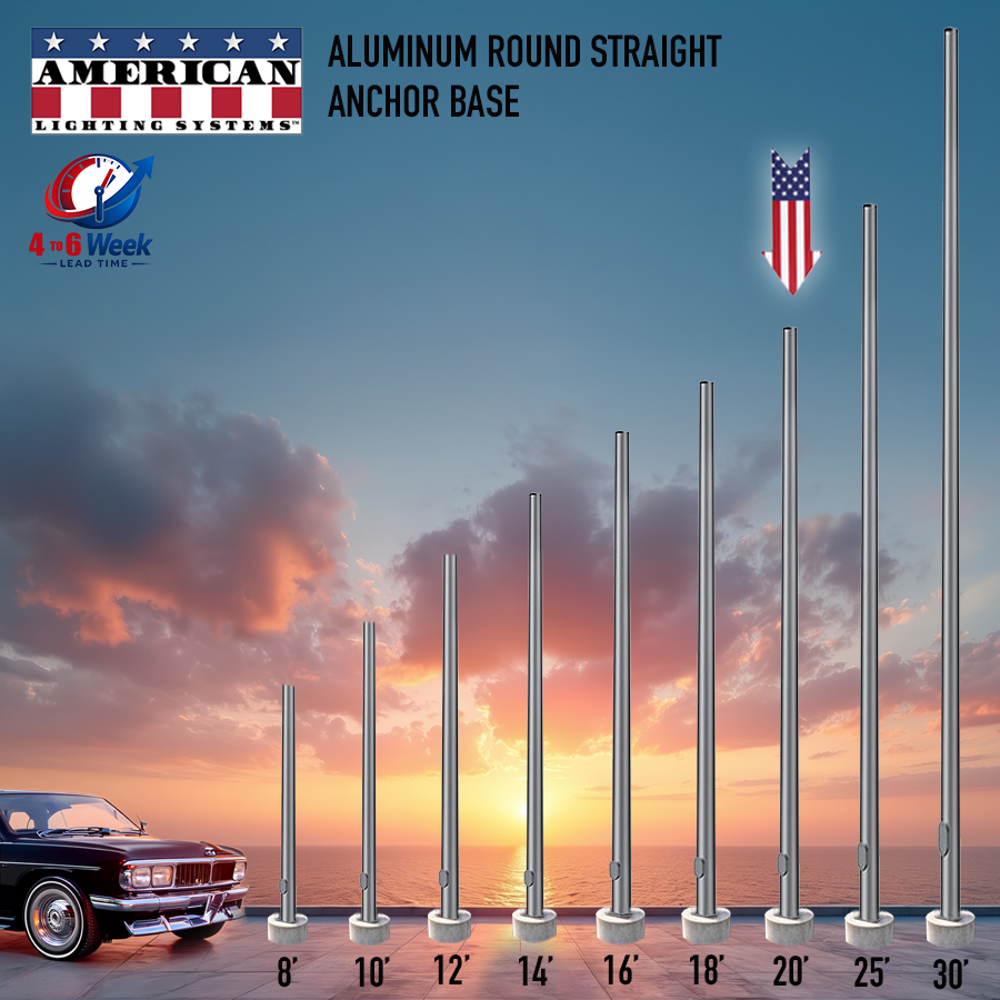 20 Foot Aluminum Round Straight Anchor Base 6in