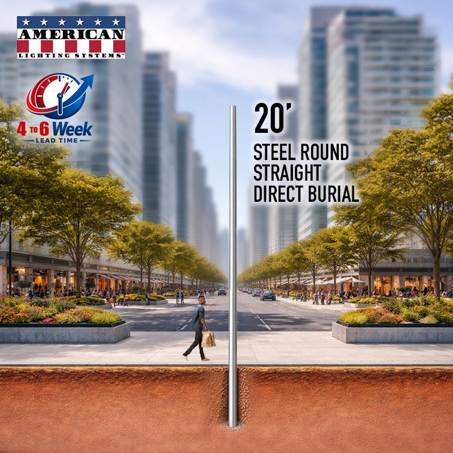 20 Foot Steel Round Straight Direct Burial 5in 11 Gauge