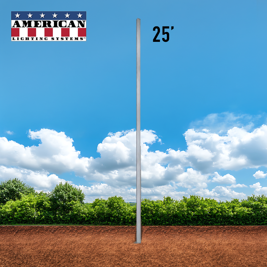 25 Foot Aluminum Square Straight Direct Burial 6in .25 Thickness