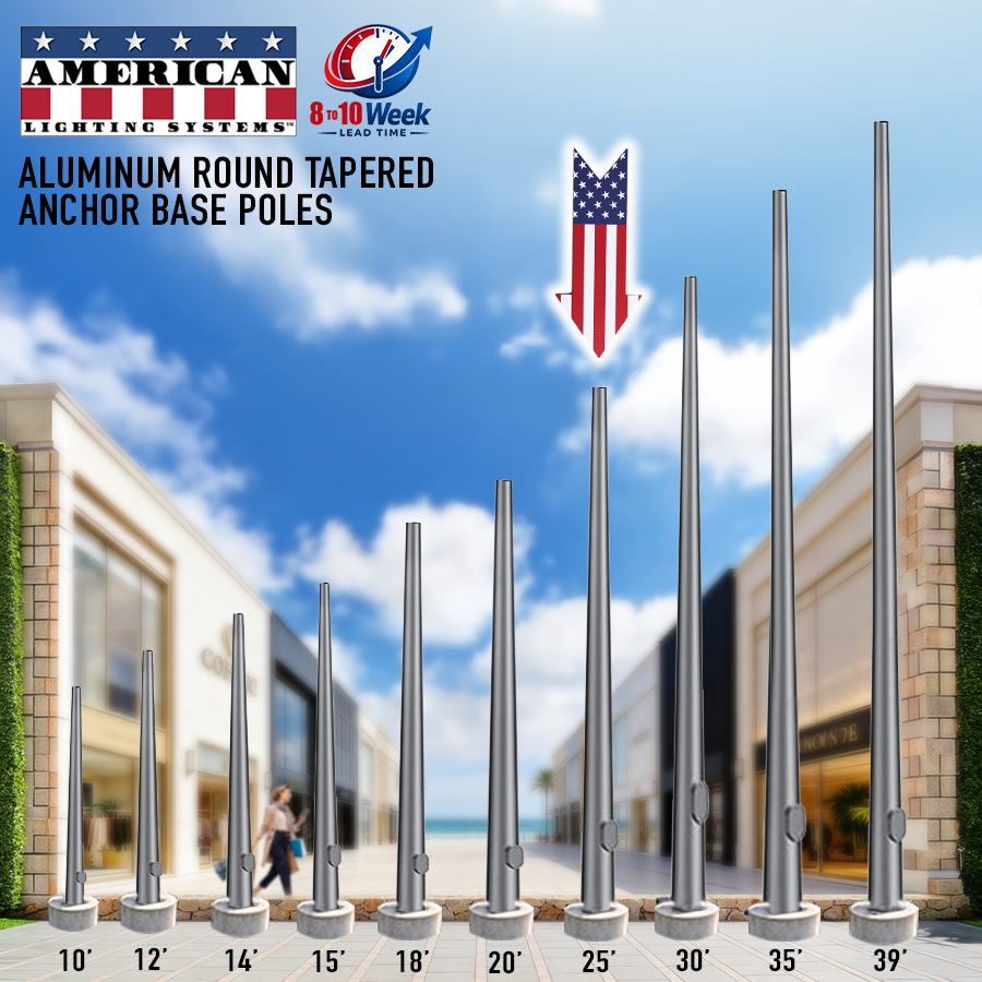 25 Foot Round Tapered Aluminum Anchor Base 8" .156 Thickness