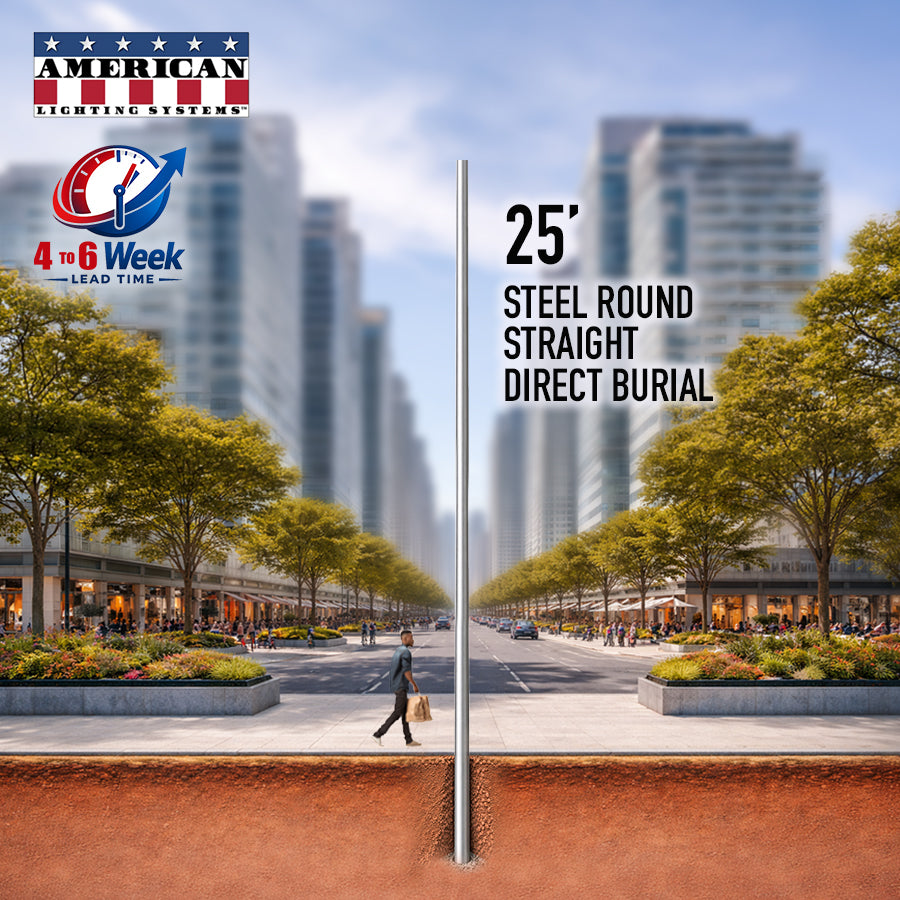 25 Foot Steel Round Straight Direct Burial 5in 11 Gauge