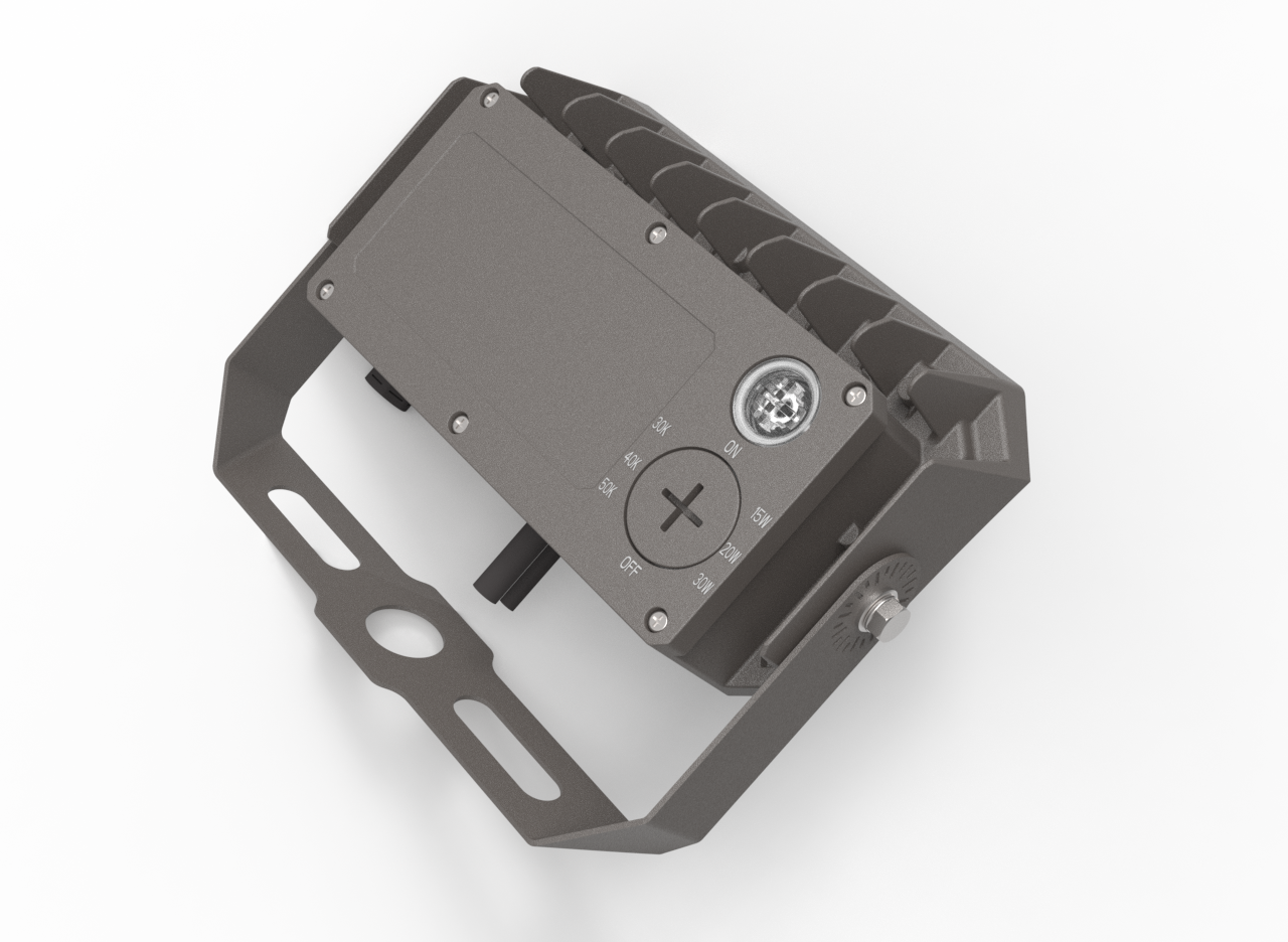 15/20/30W Power & Color Selectable Knuckle Mount Floodlight w/On-Off Photocell