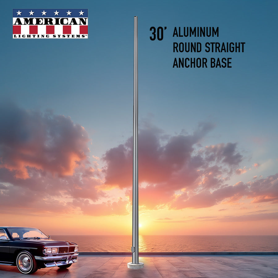 30 Foot Aluminum Round Straight Anchor Base 6in