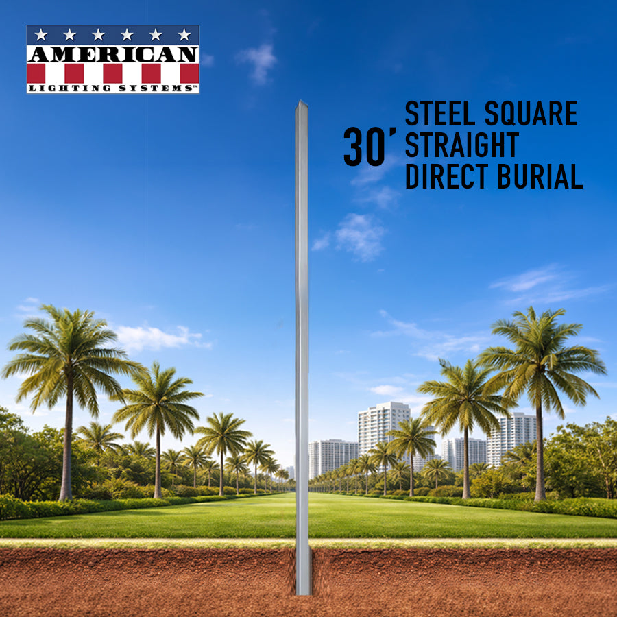 30 Foot Steel Square Straight Direct Burial 5in 7 Gauge