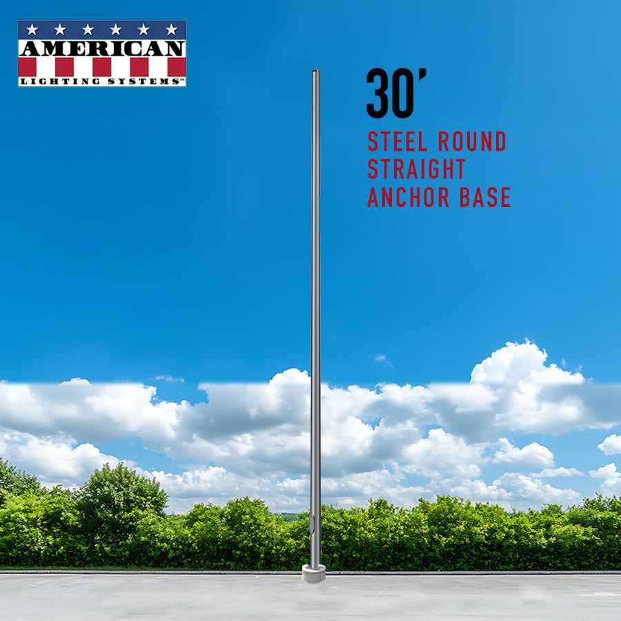 30 Foot Steel Round Straight Anchor Base 5in 11 Gauge