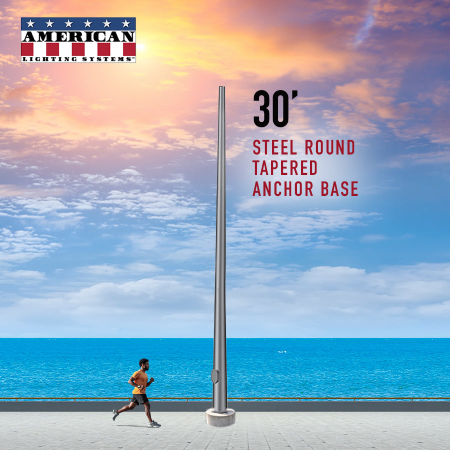 30 Foot Round Tapered Steel Anchor Base 11 Gauge