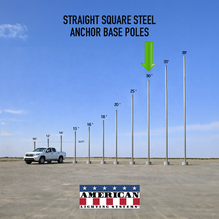 30 Foot Straight Square Steel Anchor Base 5in 7 Gauge
