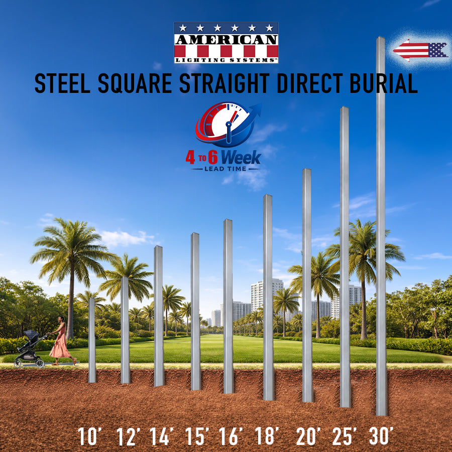 30 Foot Steel Square Straight Direct Burial 5in 7 Gauge