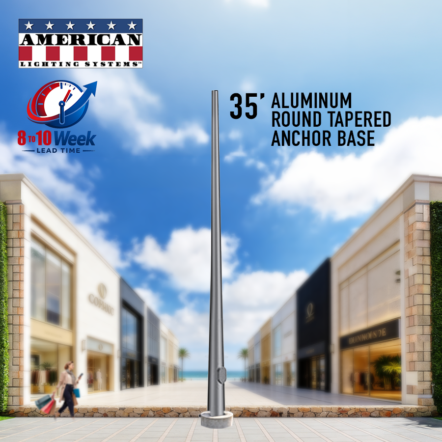 35 Foot Round Tapered Aluminum Anchor Base 8" .25 Thickness