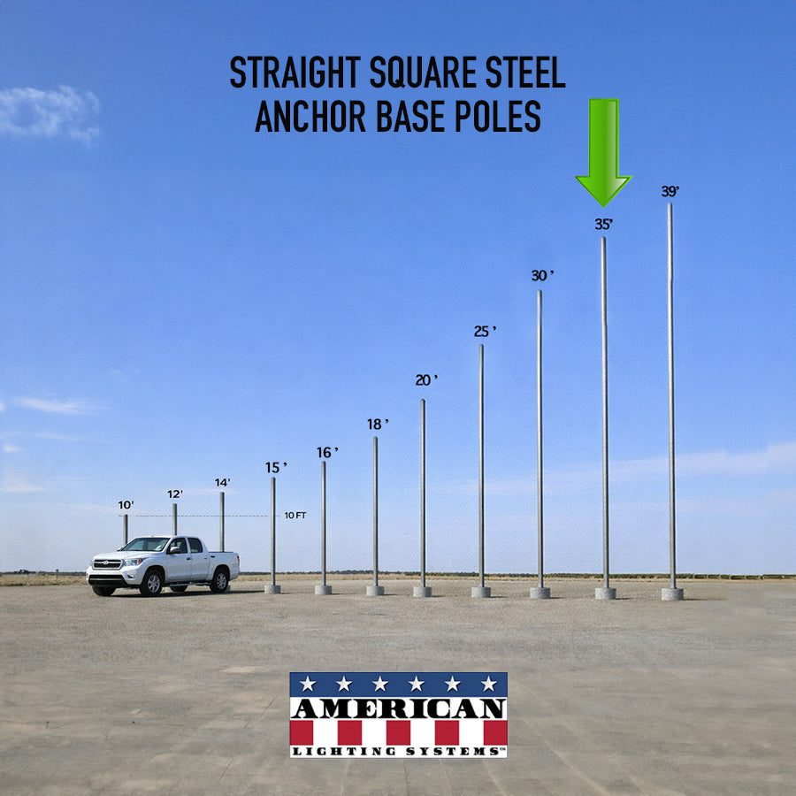 35 Foot Straight Square Steel Anchor Base 5in 7 Gauge