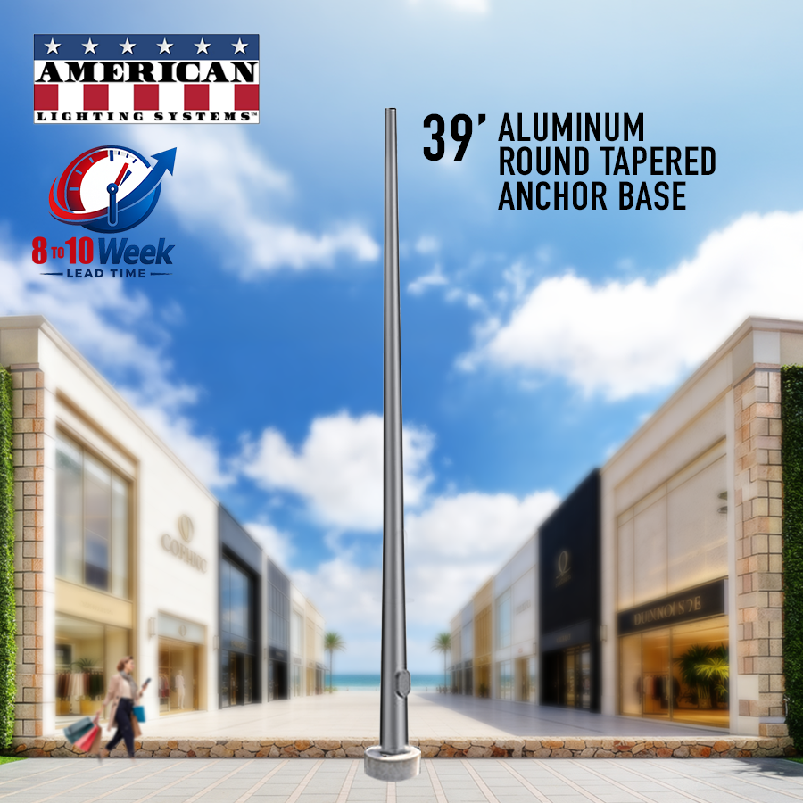 39 Foot Round Tapered Aluminum Anchor Base 8" .25 Thickness