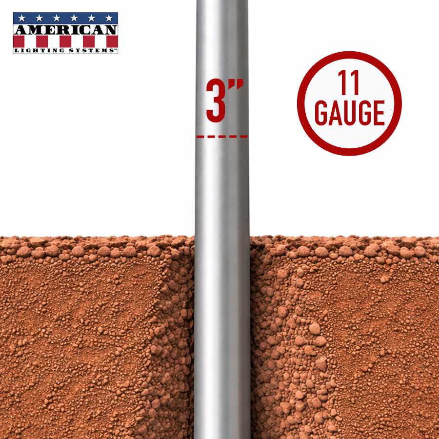 8 Foot Steel Round Straight Direct Burial 3in 11 Gauge