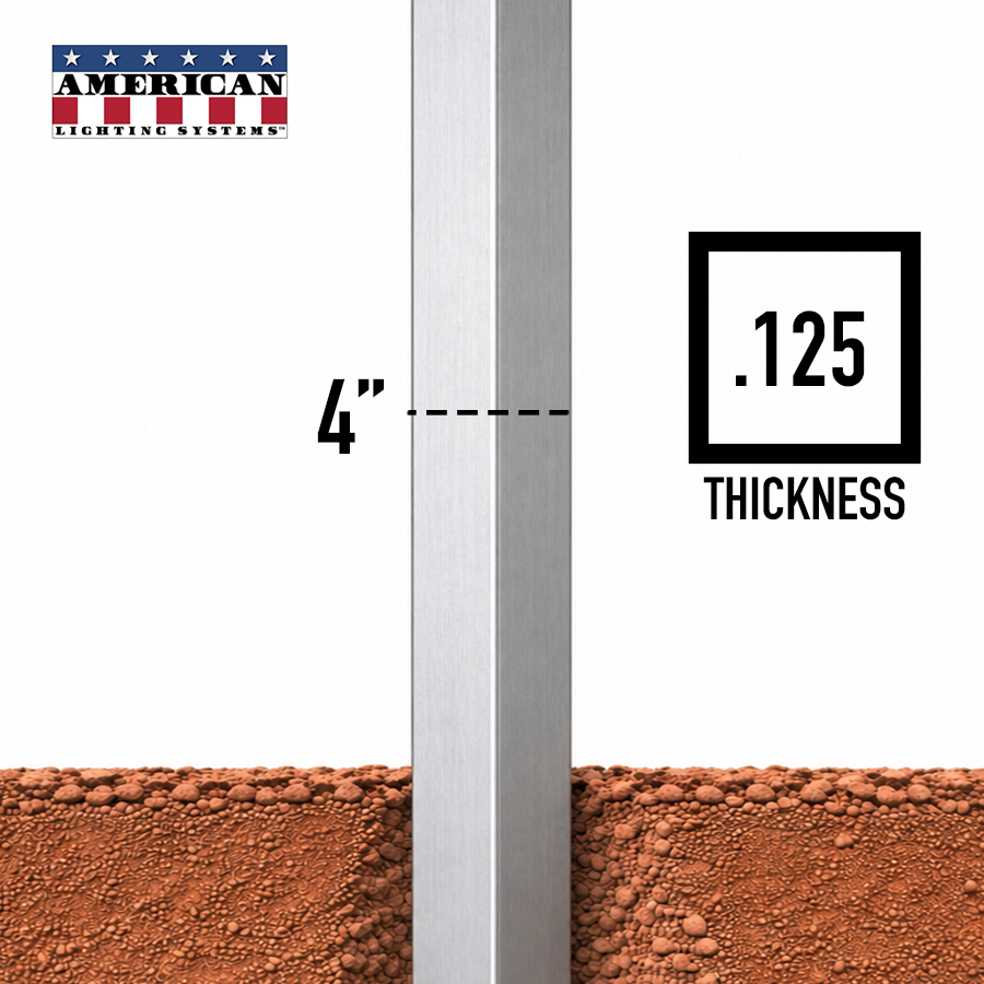 10 Foot Aluminum Square Straight Direct Burial 4in .125 Thickness