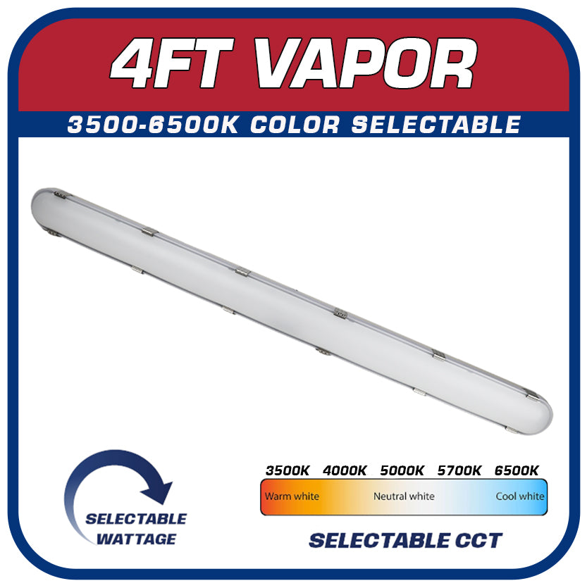 Power & Color Selectable Slim Vapor Proof Light