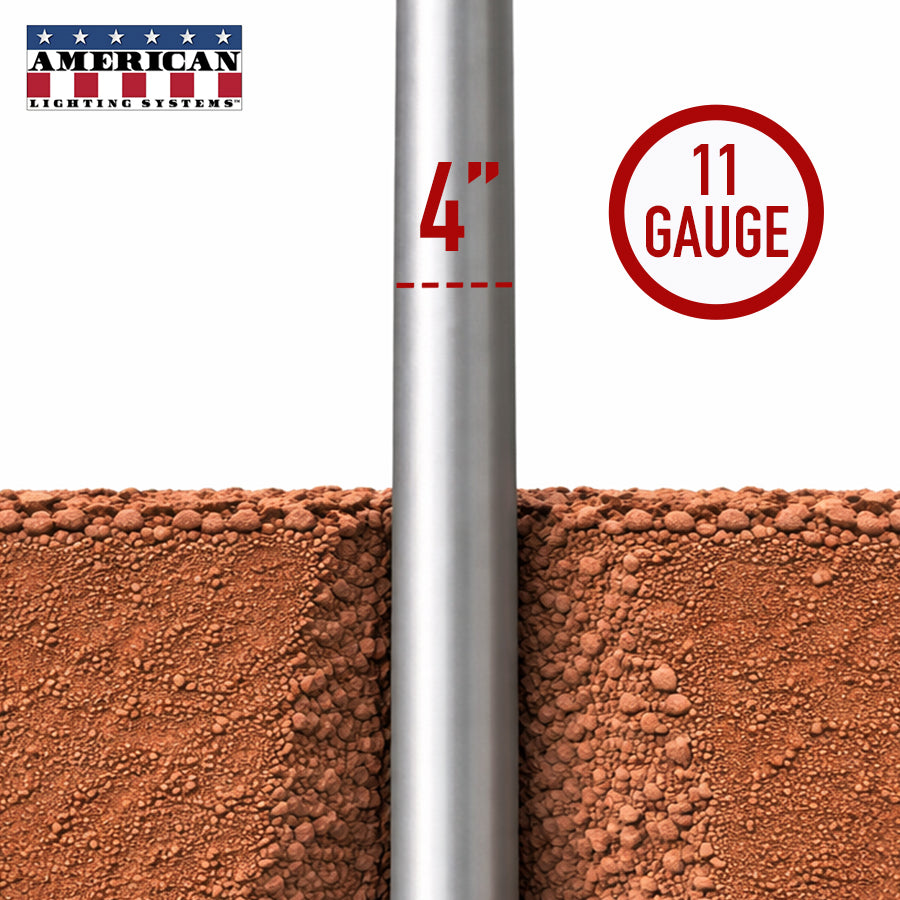 12 Foot Steel Round Straight Direct Burial 4in 11 Gauge