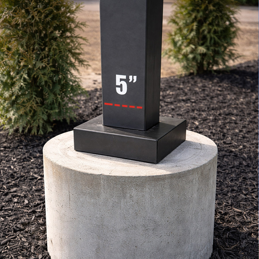 20 Foot Straight Square Steel Anchor Base 5in 7 Gauge