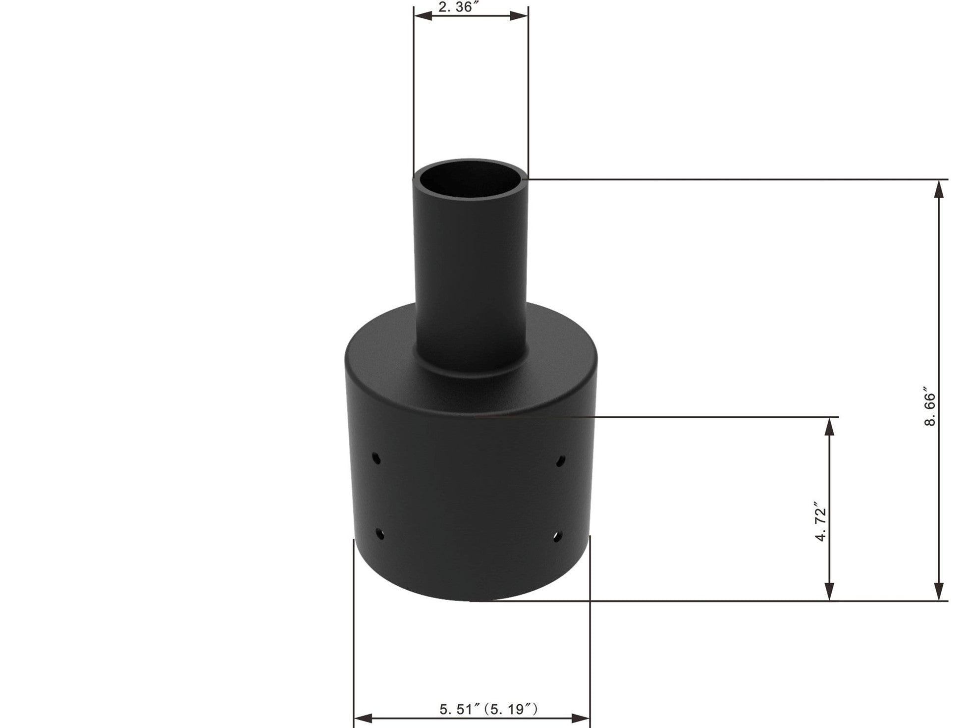 5 Inch Round Straight Tenon Reducer