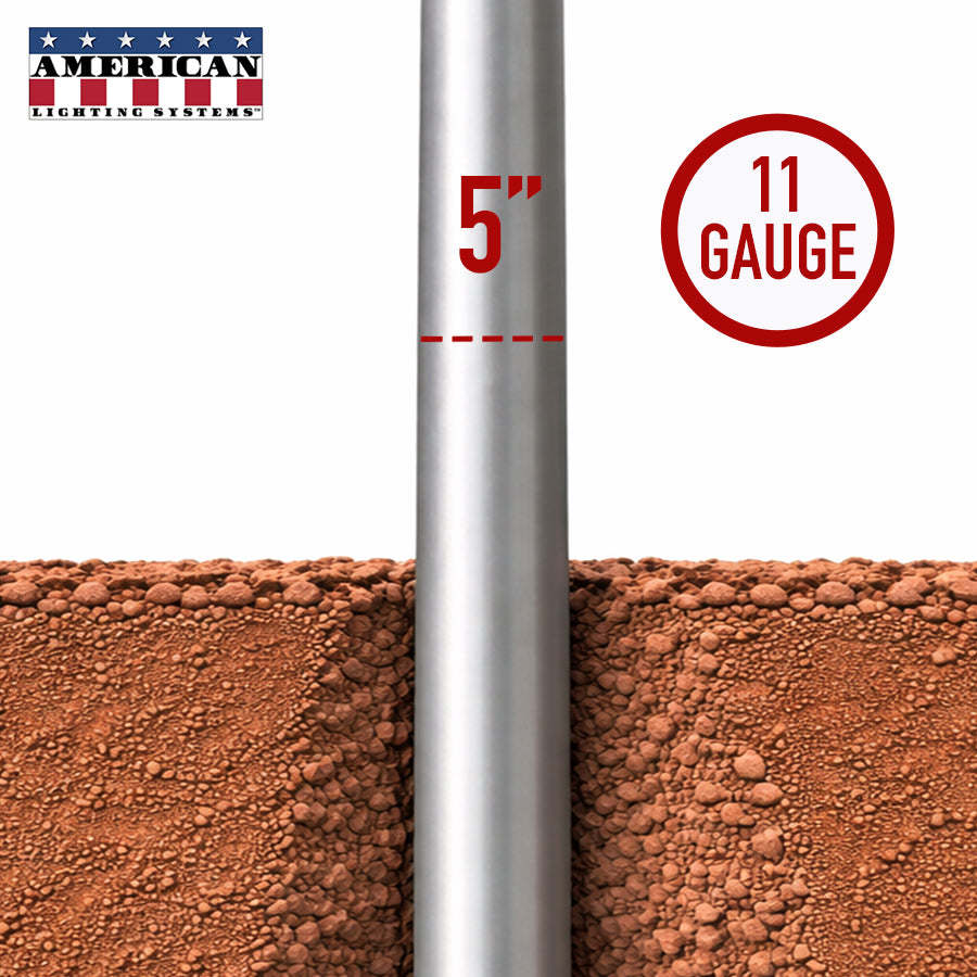 18 Foot Steel Round Straight Direct Burial 5in 11 Gauge