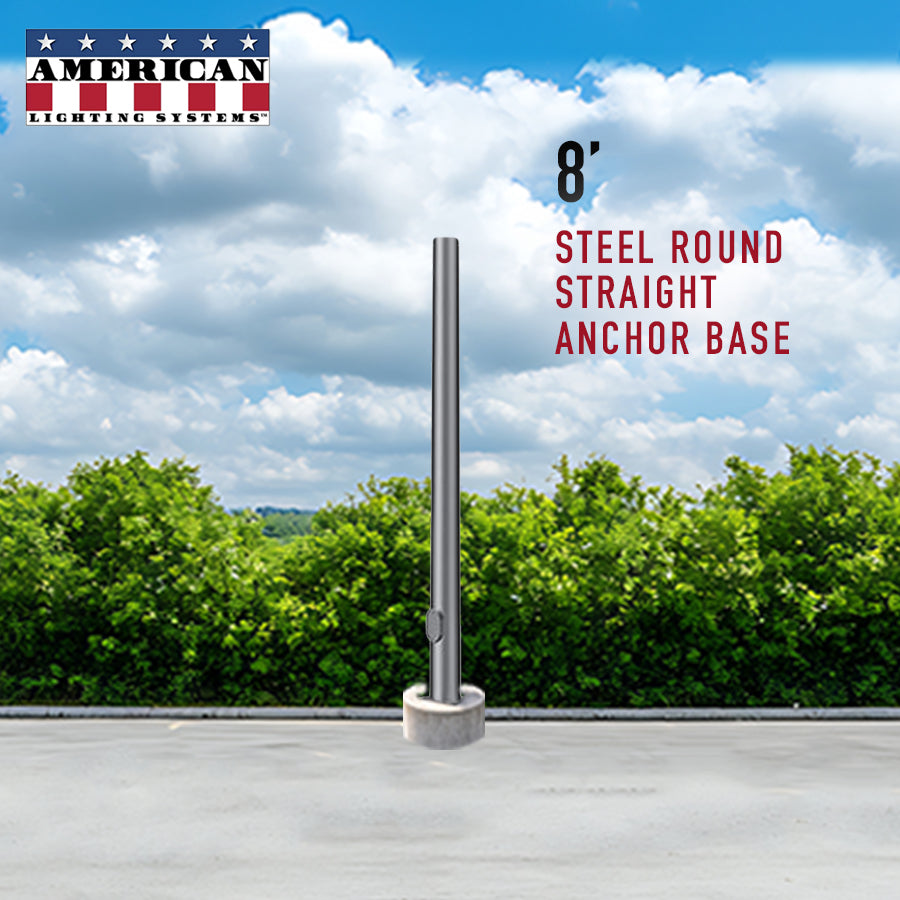 8 Foot Steel Round Straight Anchor Base 3in 11 Gauge