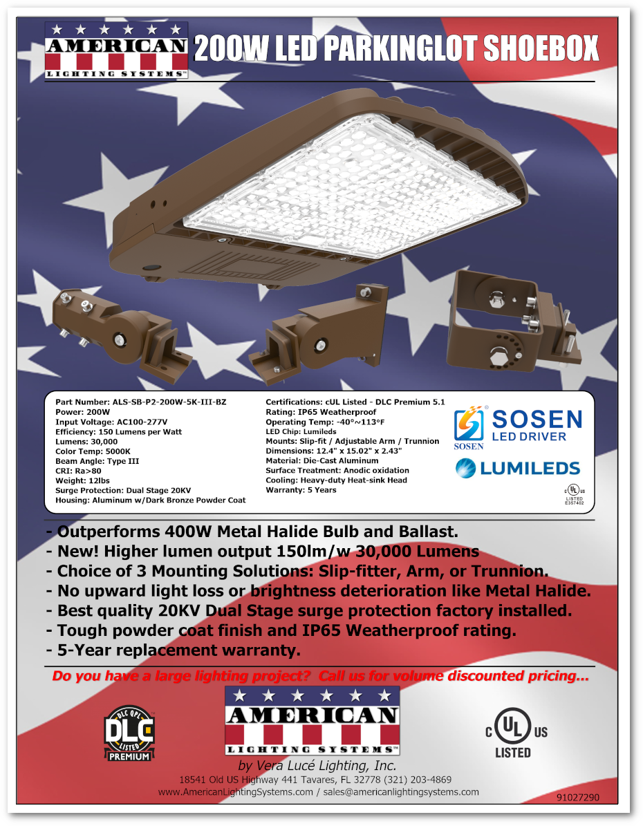 200W Area Light Parking Lot Fixture