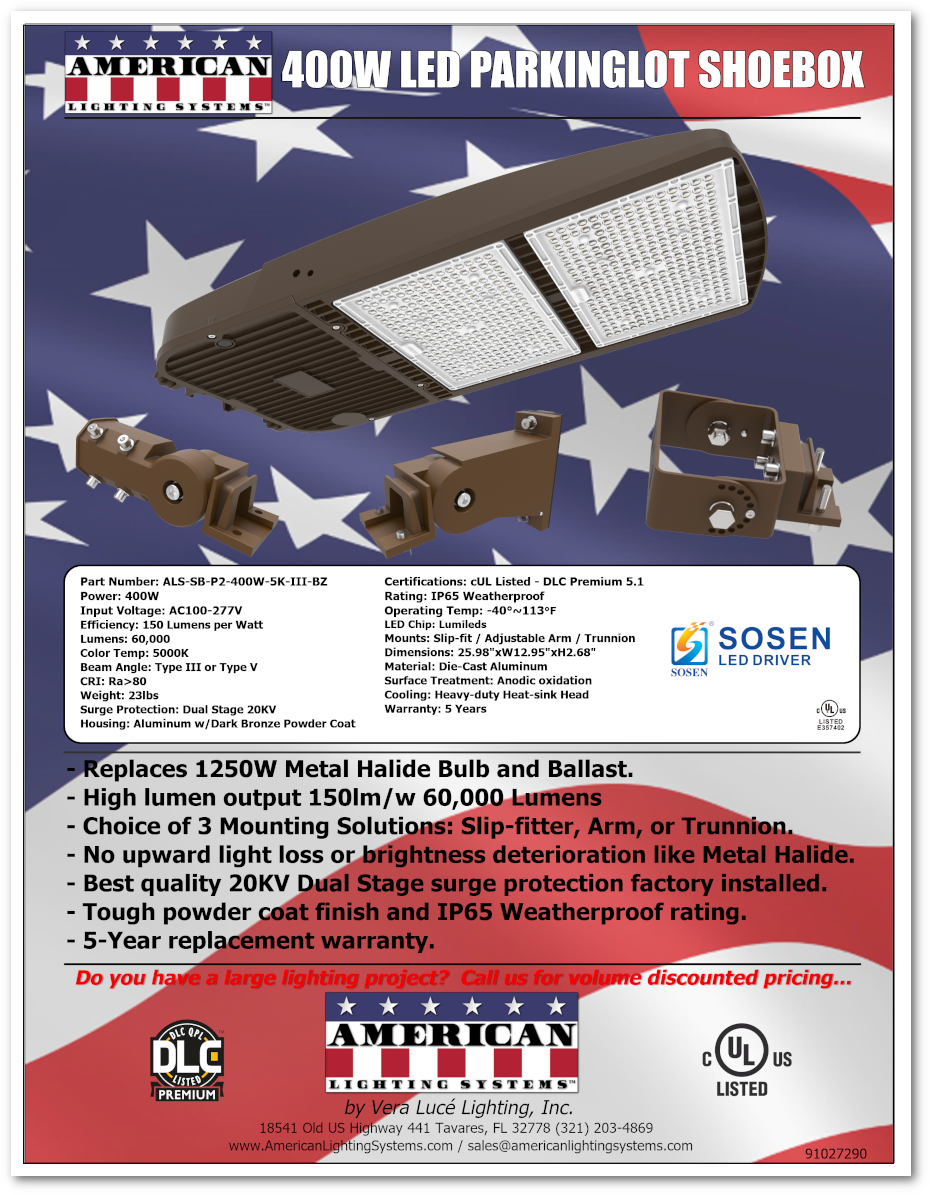 400W Area Light Parking Lot Fixture