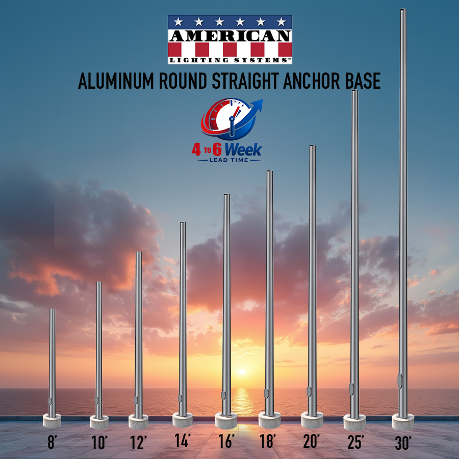12 Foot Aluminum Round Straight Anchor Base 5in